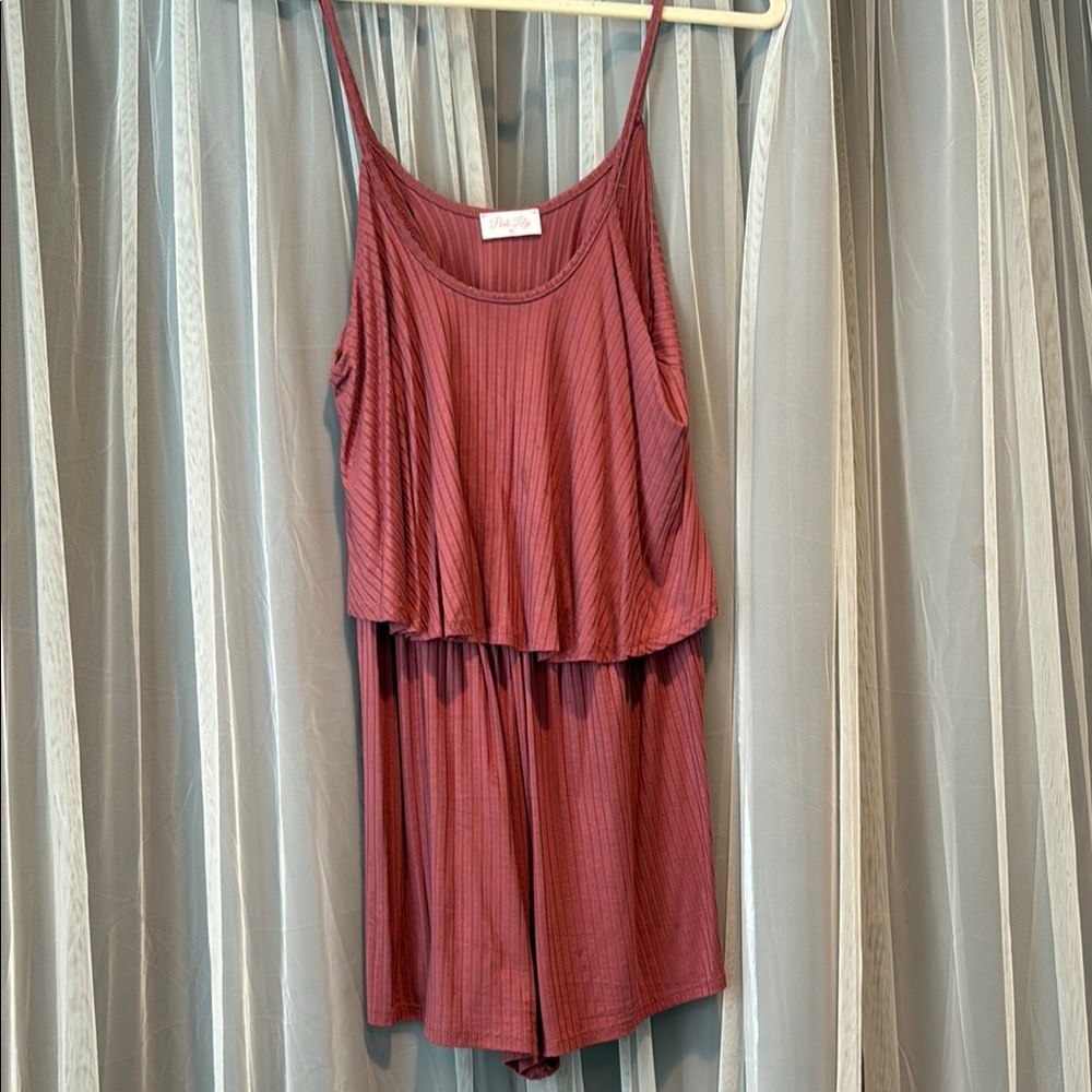 Pink Lily Burgundy Jumpsuit